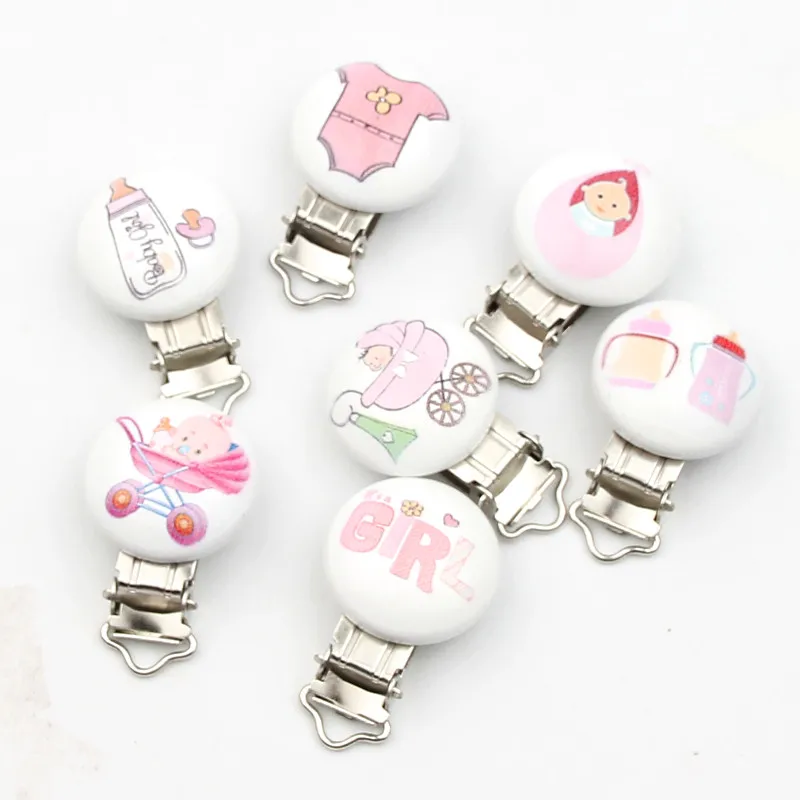 

Baby Pacifier Clips 10Pcs Wood Metal Holders Cute Infant Soother Teething Clasps Accessories For Baby Wooden Teethers