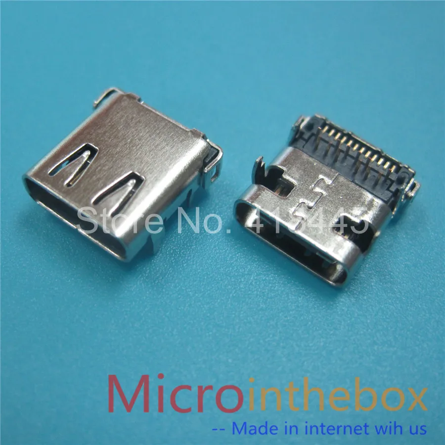 100 шт./лот USB разъем типа C 3 1 гнездовой 24Pin 12Pin SMD + DIP с 4 фиксированными ножками лента