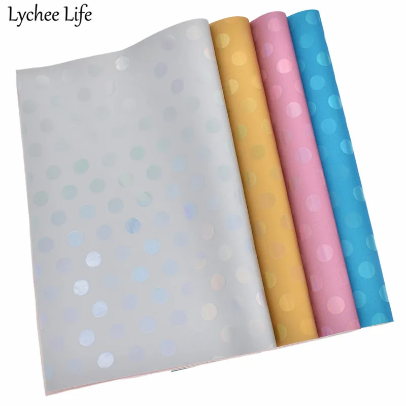 Lychee Life 29x21 см голографические точки искусственная кожа ткань красочные ПУ ткань DIY Домашняя одежда швейная одежда аксессуары поставки