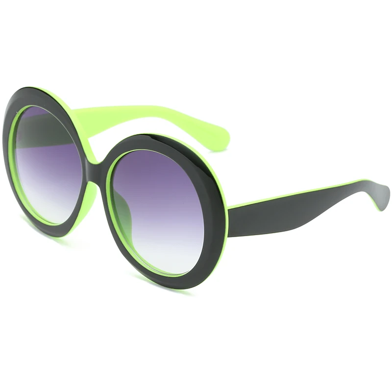 green gradual grey LongKeeper Круглый Большие женские очки Очки градиент черный коричневый солнцезащитные очки для мужчин подарок Брендовая Дизайнерская обувь uv400 - Цвет линз: green gradual grey