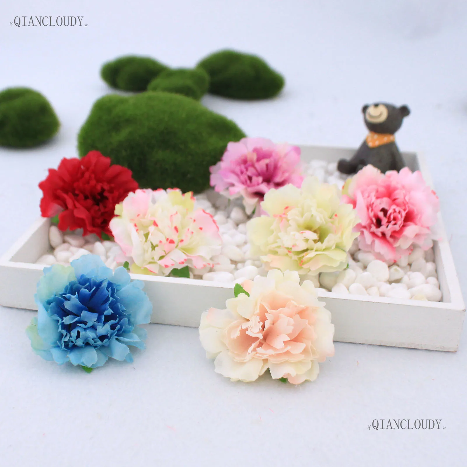 5 штук гвоздики Искусственные Шелковые головки цветов Свадебные украшения