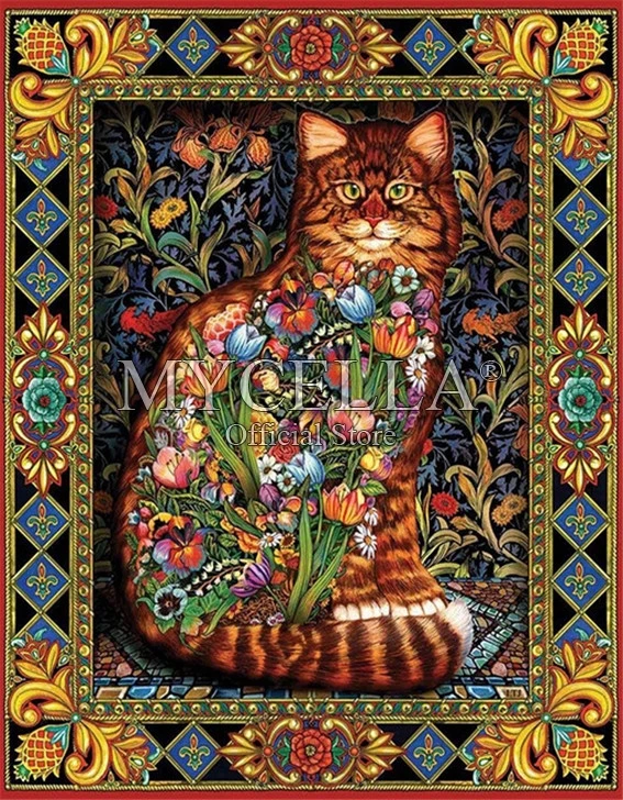 Cat DIY Diamond Painting Cross Stitch 5D Flowers Embroidery Full Mosaic Square Drill Icon Diamond Embroidery Animal Home Decor - Цвет: A