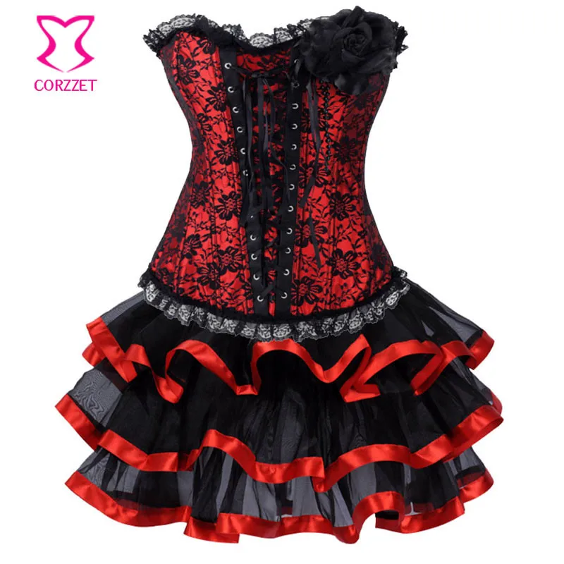 Красные атласные и черные кружевные цветочные аппликации на молнии Женская юбка