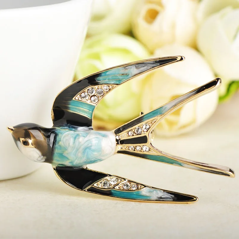 Женская и мужская эмалированная брошка Funmor металлическая в форме Ласточки из