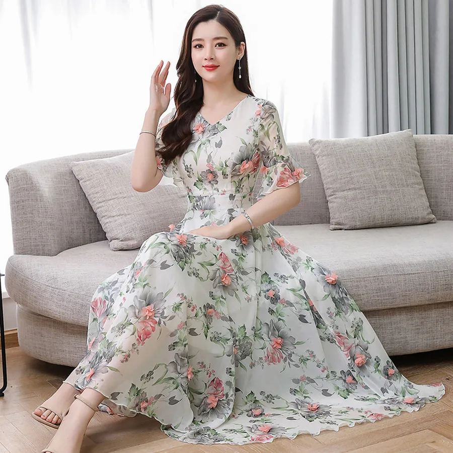 Элегантные женские Вечерние Vestidos летние 3XL размера плюс с принтом в стиле Бохо