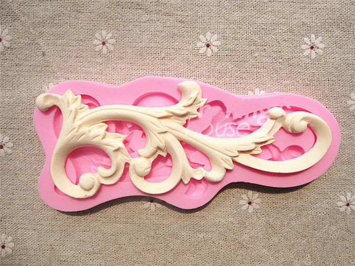 

Retro Leaf Lace Shape Silicone Mold Fondant Paste DIY Baroque Pressing Silicone Cupcake Decorating Mold for Chocolate Gum Paste