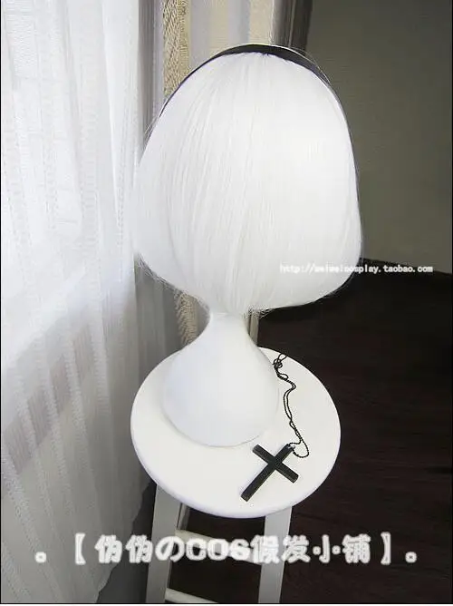 Парик для косплея из аниме НИС: Automata 2B YoRHa No. 2 Тип B короткий белый синтетический