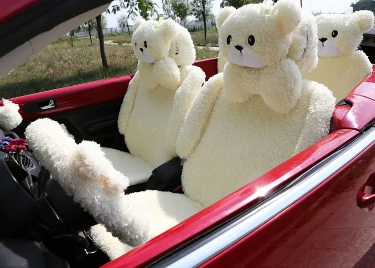 MeimeiBear, милый мультяшный универсальный чехол для автомобильного сиденья, верблюжья Бархатная подушка для автомобильного сиденья, 5 чехлов, сохраняющих тепло, 10 шт