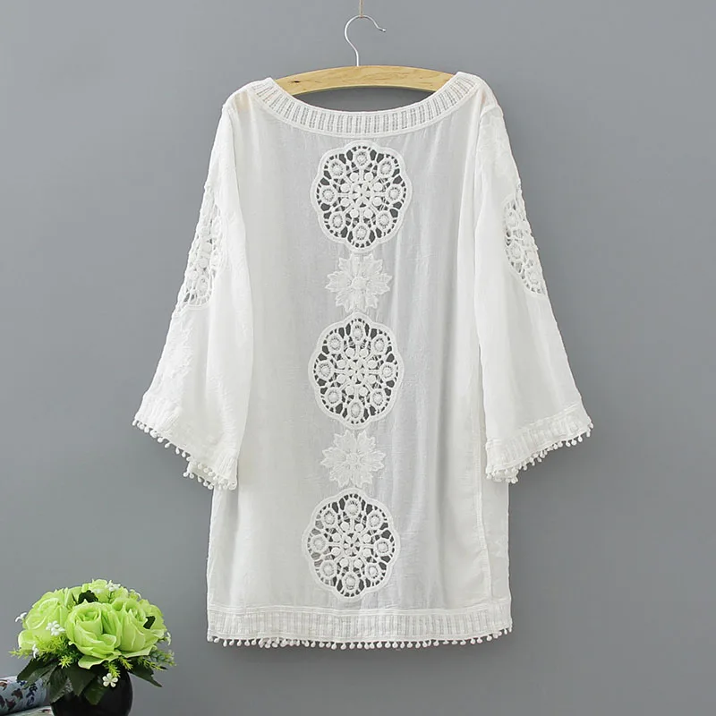 Лето 2018 кимоно кардиган Пляжная накидка Blusas Женская Вышивка открытые топы