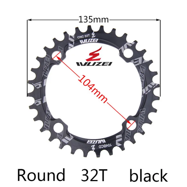 Black 32T Round Одиночная 1 система отслеживания скорости узкая широкая цепь 104 BCD круглая 32T 34T 36T 38T для MTB 11s 10s 9s 1*11 коленчатое кольцо колеса цепной передачи - Цвет: Black 32T Round