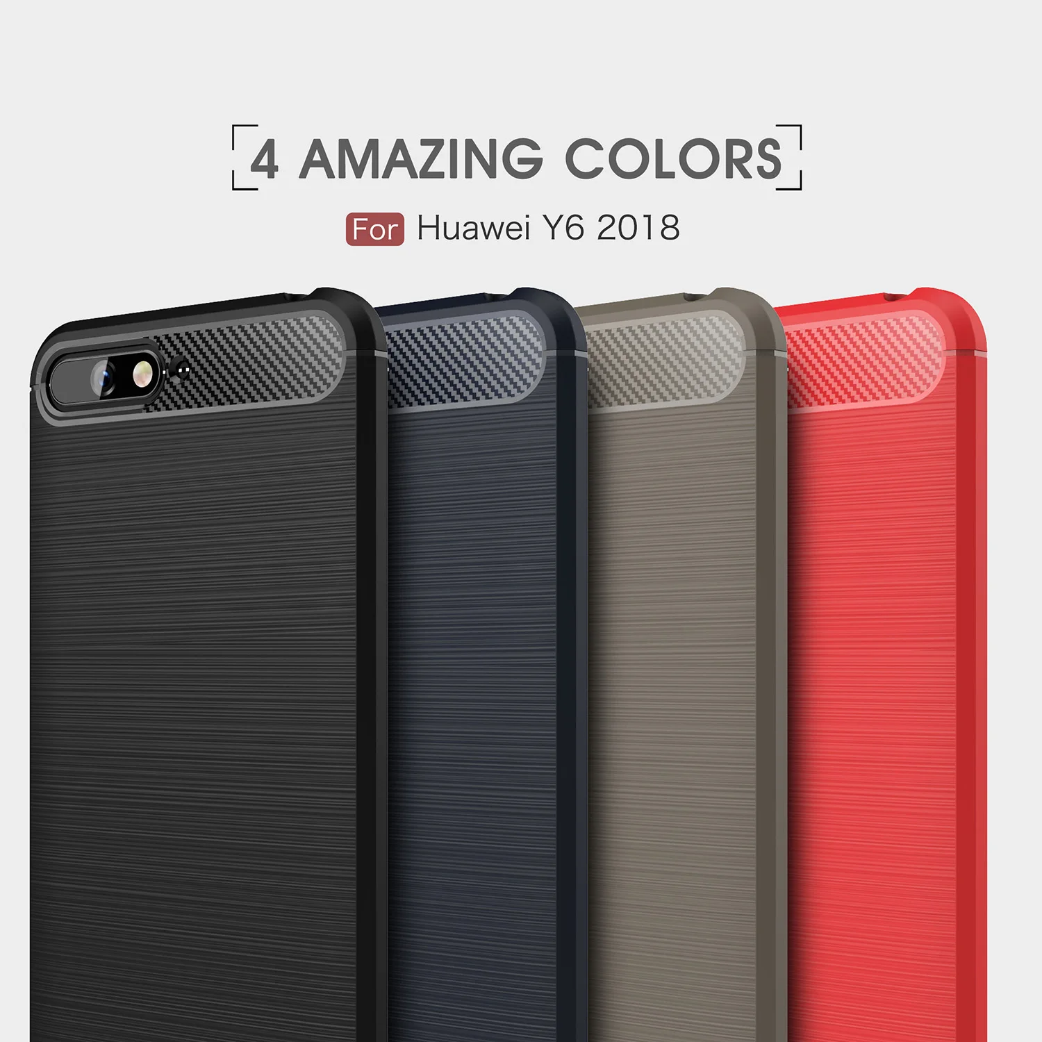 

Cover Huawei Y6 2018 Case Rugged Armor Soft Rubber Silicone Funda Capa Cover For Huawei Y6 2018 Case Carbon Fibre Capas Honor 7A