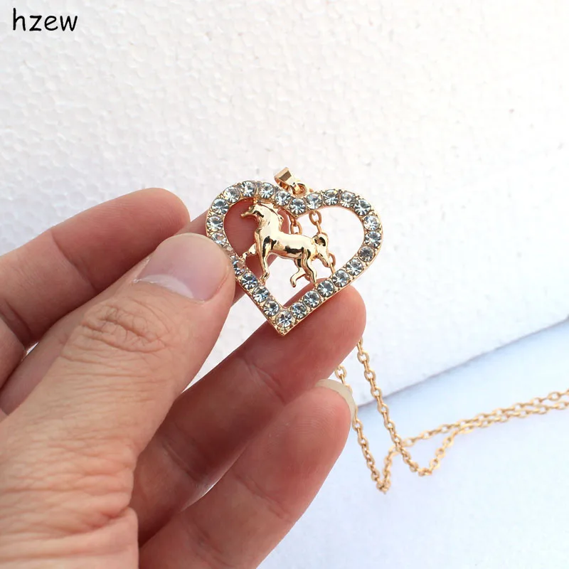 Модные ожерелья hzew с подвеской в форме сердца и лошади женская бижутерия