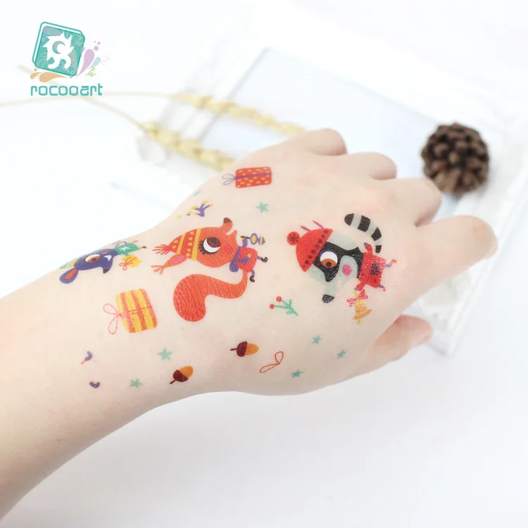 EC581-590, новинка, милый мультфильм, дети, зимние игры, животное, Временные татуировки, стикер боди-арт, поддельная переводная татуировка, тату