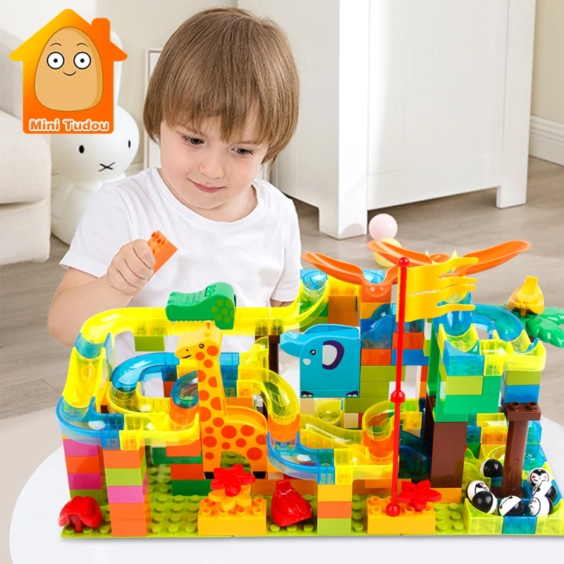 54 168 шт. Marble Racing Run Jungle Adventure Track Building Blocks большой размер лабиринт мяч Строительные