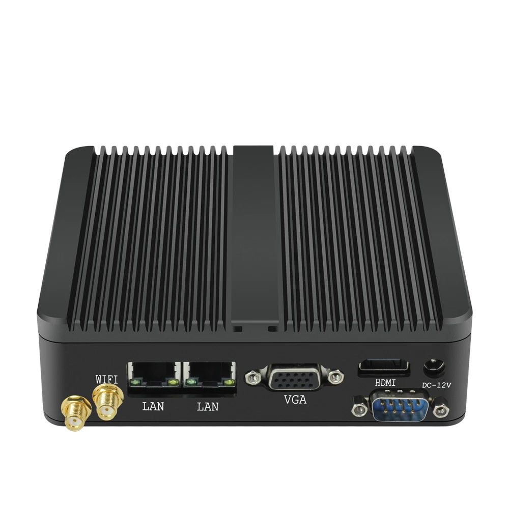 BEBEPC безвентиляторный мини ПК 2 * COM Intel Celeron J1900 четырёхъядерники Dual LAN Windows 10 Ubuntu