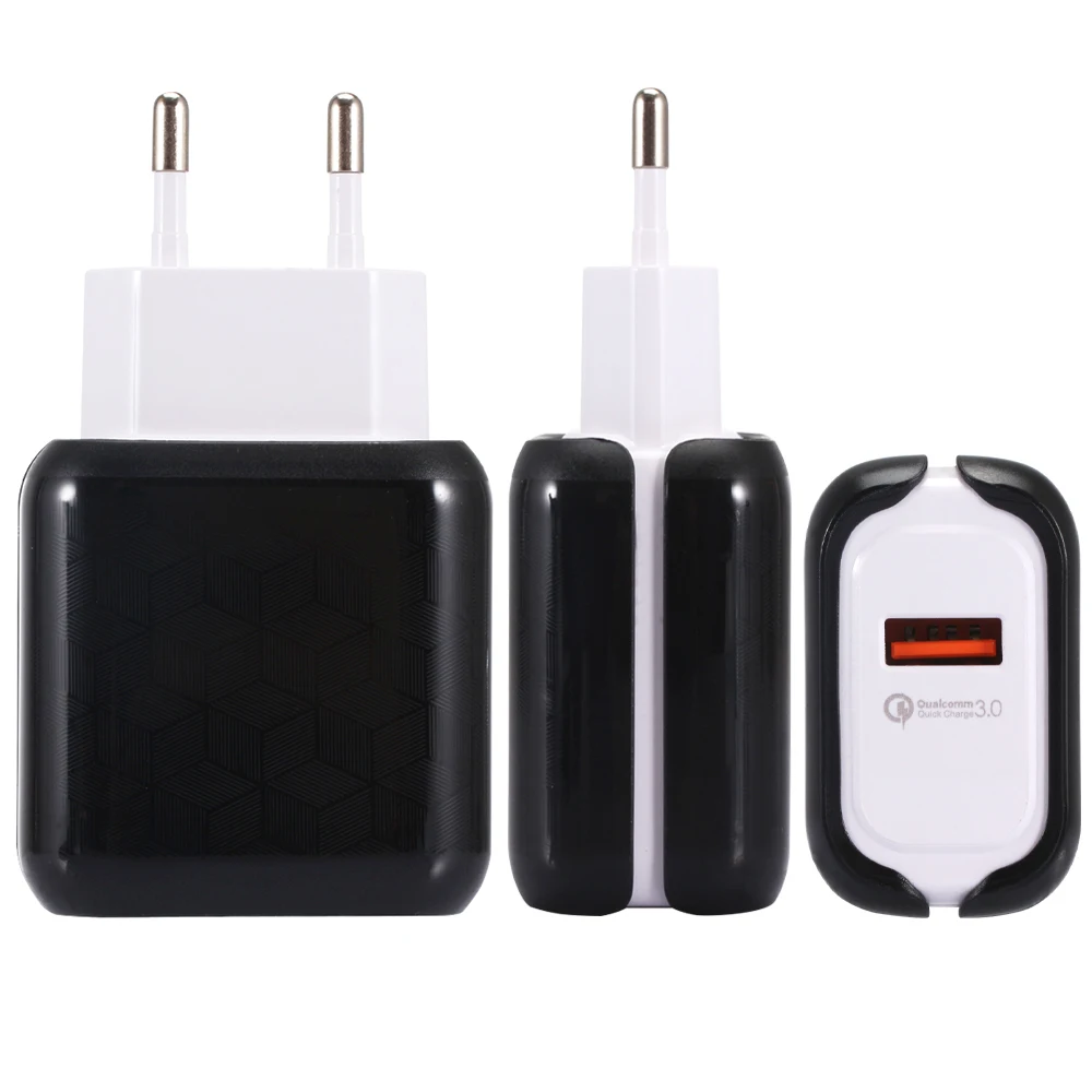 QC3.0 2.4A aвтомобильное зарядное устройство с одним USB Смарт AC дорожное сетевое Зарядное устройство быстрой Зарядное устройство 5V Мощность адаптер быстрой зарядки