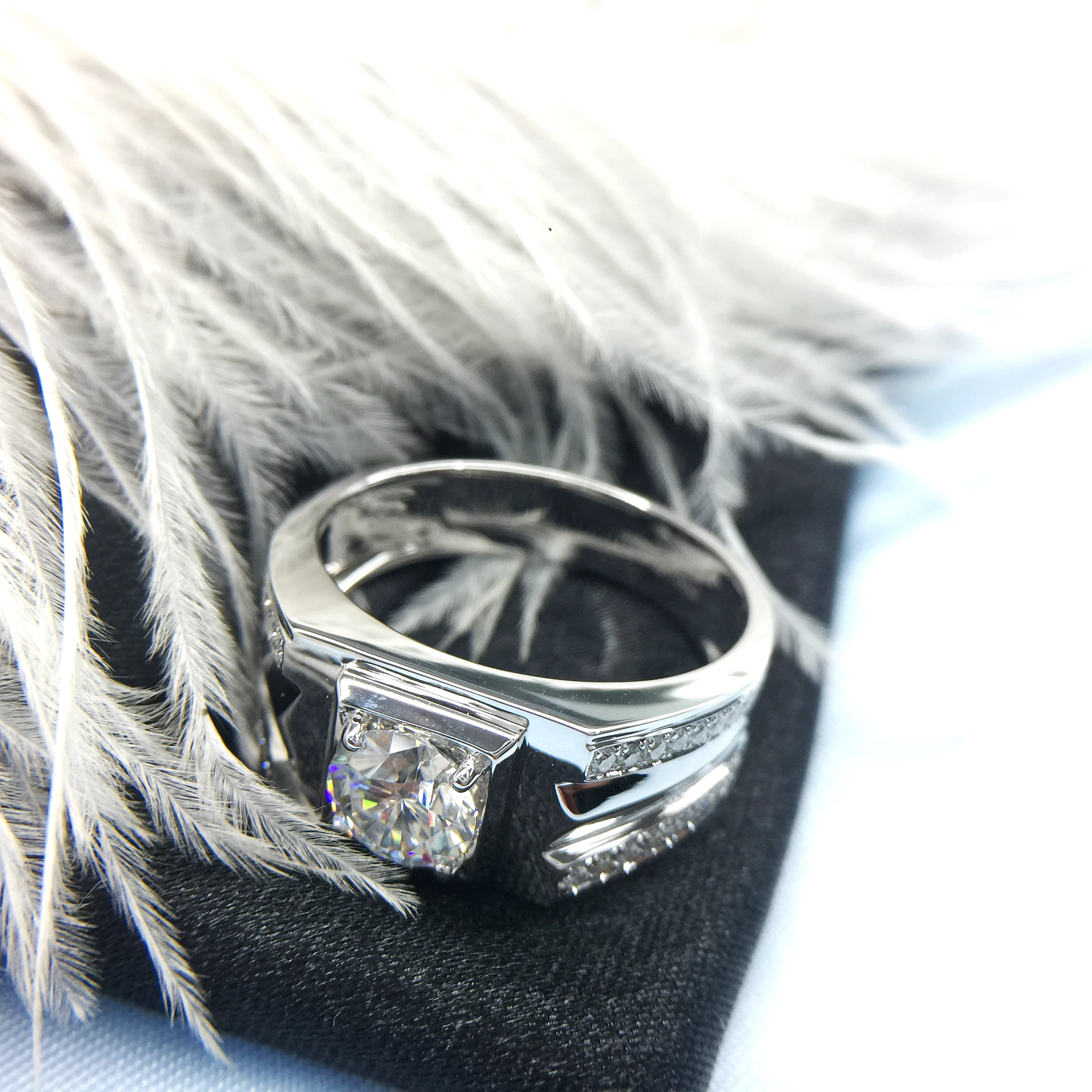 Мужское обручальное кольцо Moissanite супертестовое из твердого золота 14 к или 18 К с