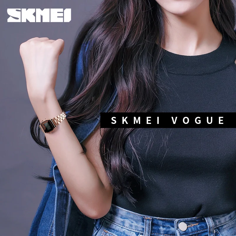 SKMEI роскошные женские часы Секундомер хронограф цифровые наручные часы водонепроницаемые спортивные часы из нержавеющей стали Часы Relogio Feminino