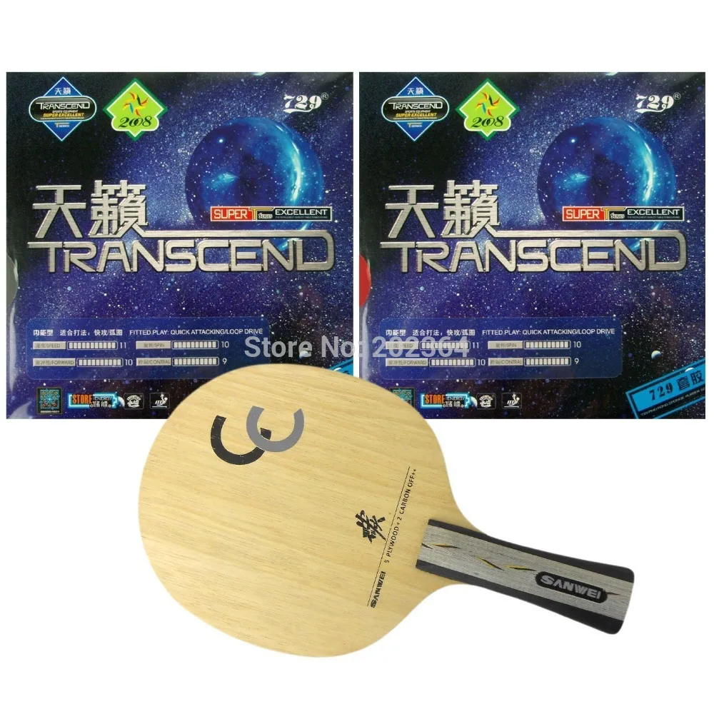 Sanwei CC лезвие для настольного тенниса с 2x729 Transcend резиновый губкой PingPong ракетки