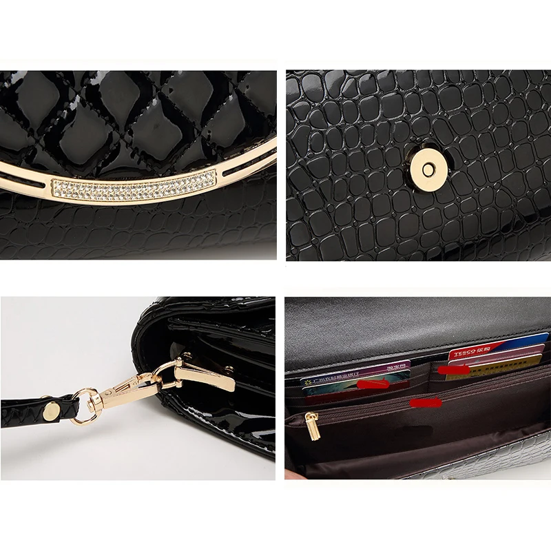 FUNMARDI Роскошная лакированная кожаная Сумка Мессенджер через плечо Для Женшин