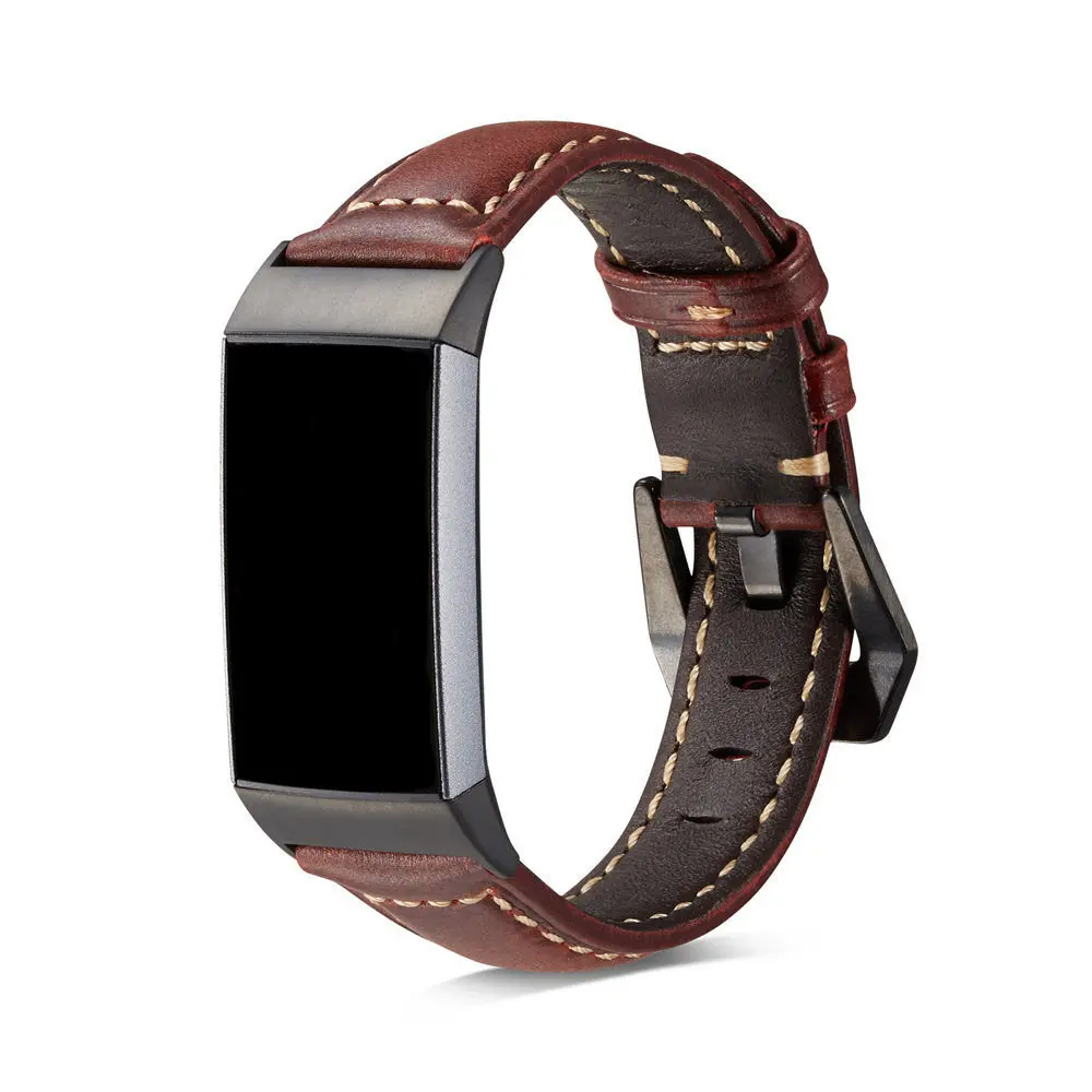 red brown Кожаный ремешок для наручных часов для Fitbit Charge 3 Charge 2 сменный ремешок для наручных часов фитнес-браслет - Цвет: red brown