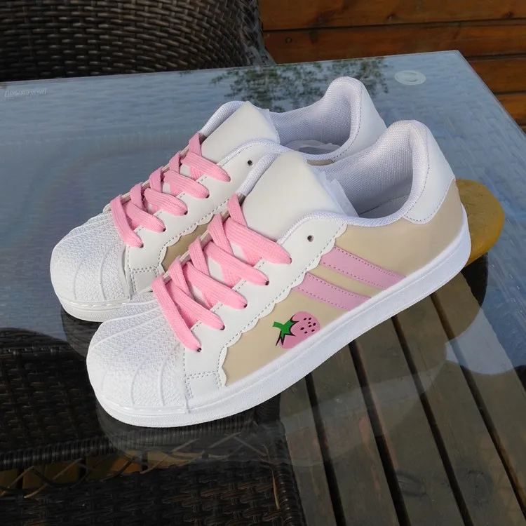 strawberry pink Женская модная повседневная обувь на плоской подошве с рисунком клубники; Sapatos; Zapatos Feminino Chaussures Mujer Zapatos; A606 - Цвет: strawberry pink