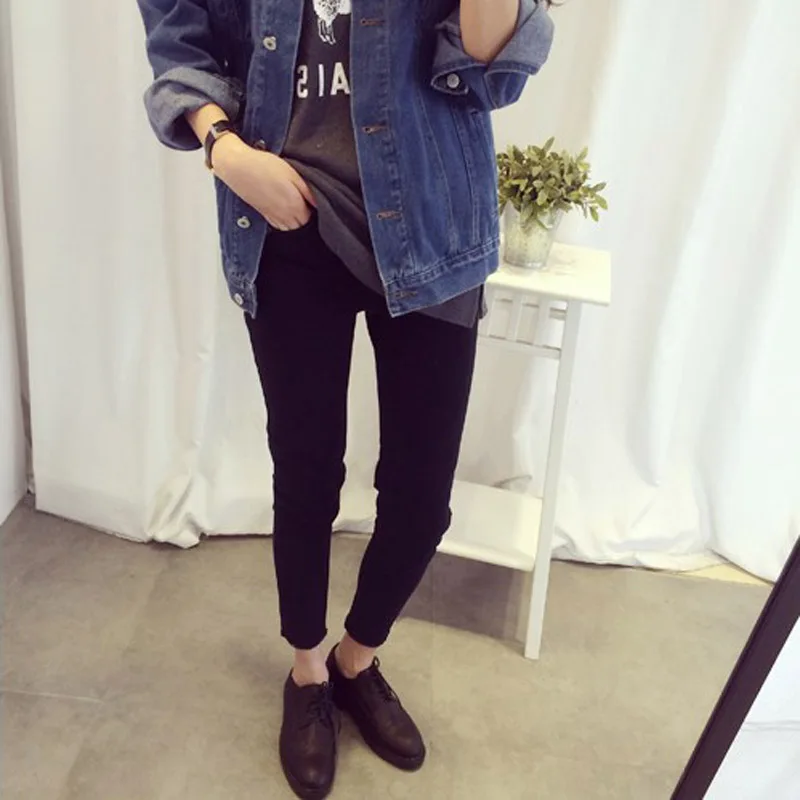 

Spring Autumn Women Denim Coats Turn Down Collar Vintage Long Sleeve Jacket Loose Jeans Coat Casual Ladies Girls Outwear 88 H8