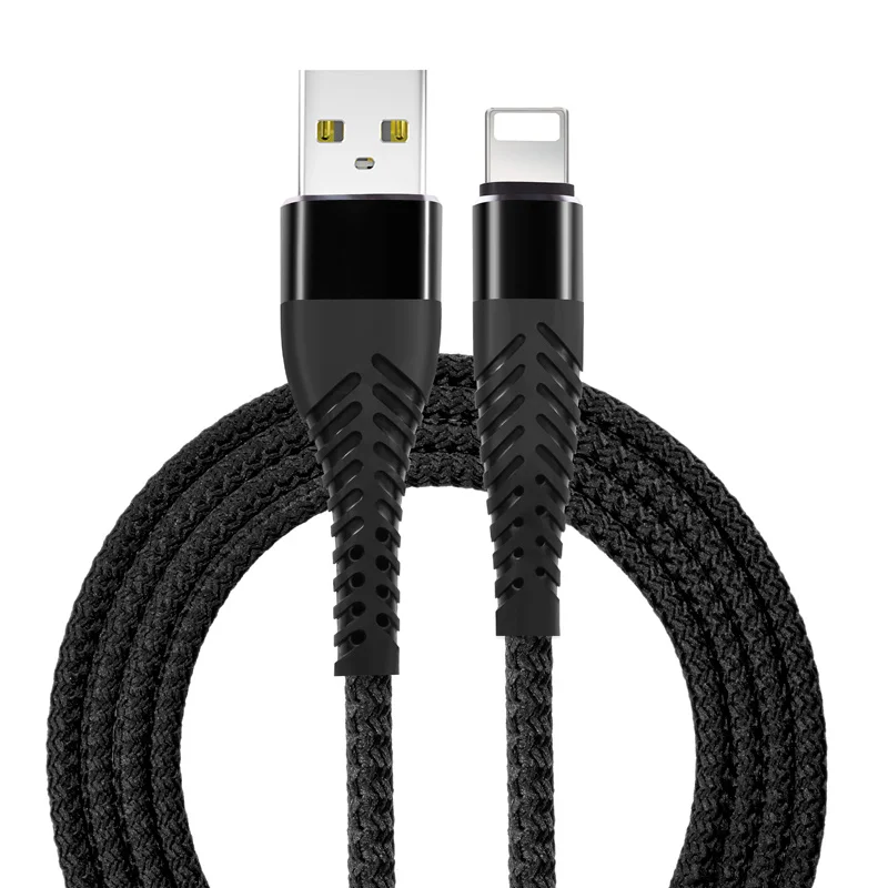 NOHON высокопрочный USB кабель для iPhone 7, 8, 6, 5, 6S Plus, X, XS, MAX, XR, кабель для зарядки мобильных телефонов, USB Дата-кабель, 0,2 м, 1 м, 2 м, 3 м - Цвет: Black