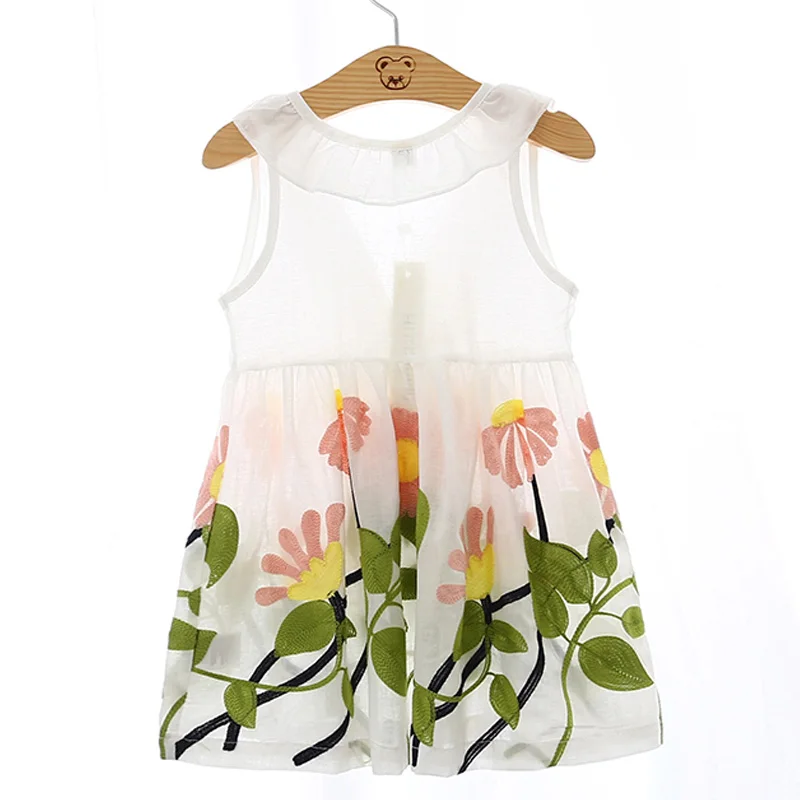 Hurave Girl Dress Floral Print 2019 Summer Girls V neck Embroidered Vest Children Cloth Toddlers Infant Vestidos Menina | Детская одежда