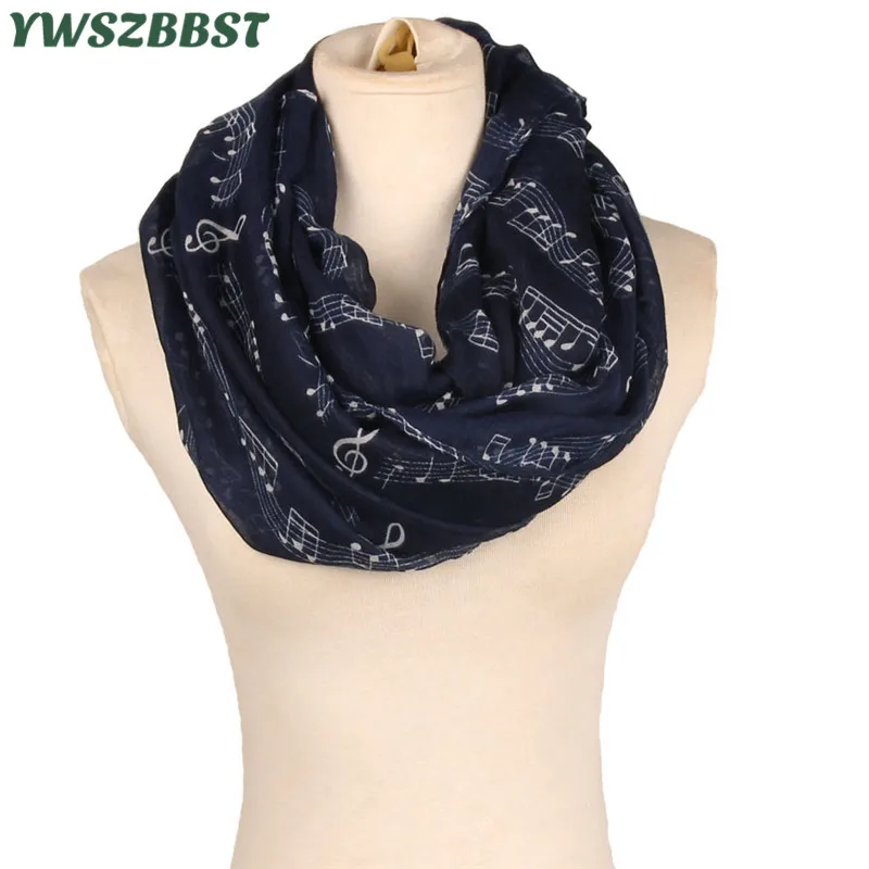 

New Fashion Autumn Winter Women Scarf Long Ring Collar Note Symbol Outdoor Girls Scarf Women Winter Scarf
