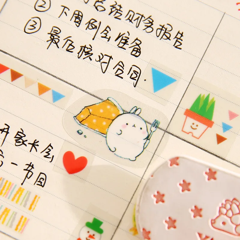 

6 Pcs/Set Korea Molang Stupid Meng Super Cute Rabbit Yuangun Pet Decorative Stickers Diary Stickers The Second Quarter