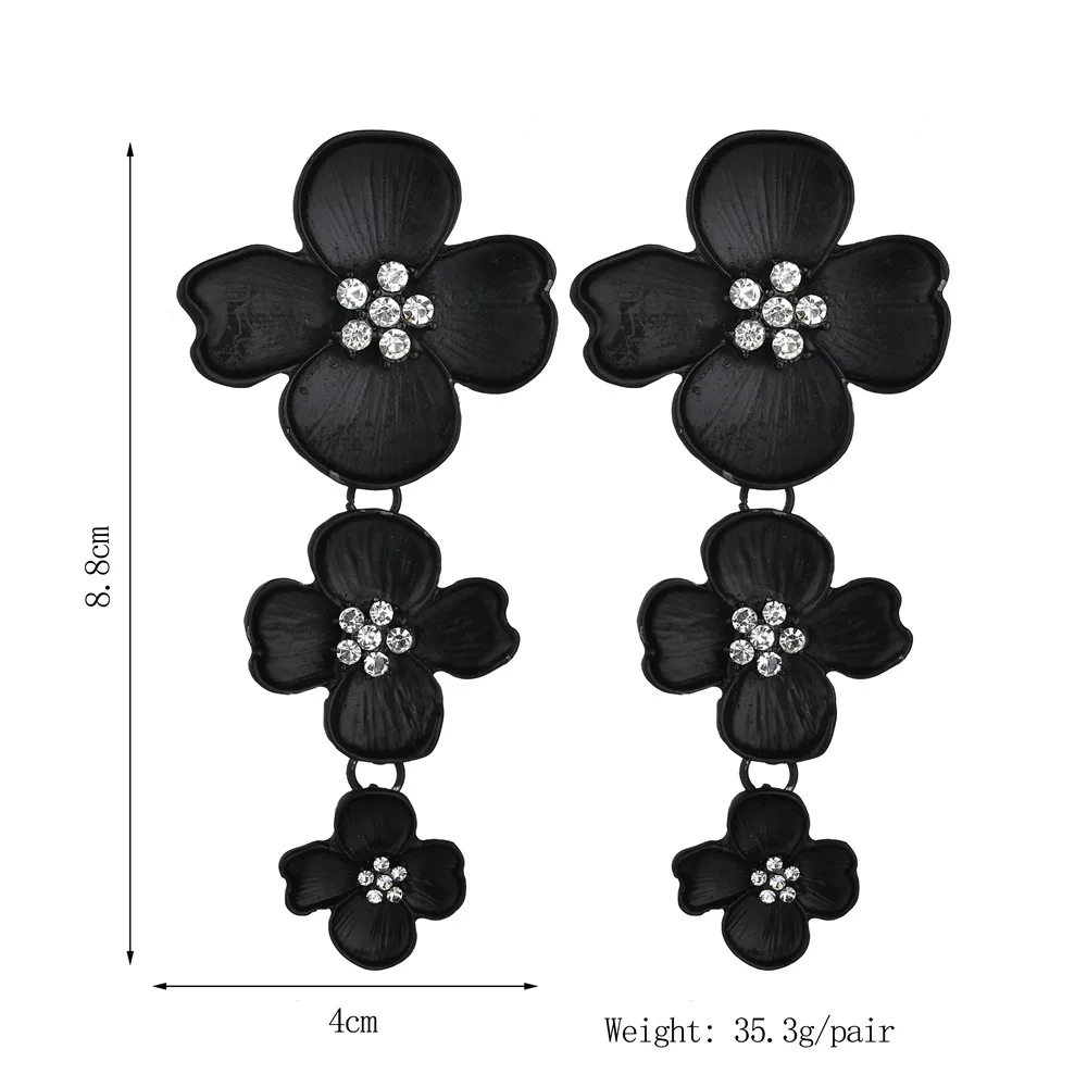 2018 Exaggeration Long Big Flower Dangle Earrings For Women Fashion Trendy Boho Style Crystal Drop Jewelry Brincos | Украшения и