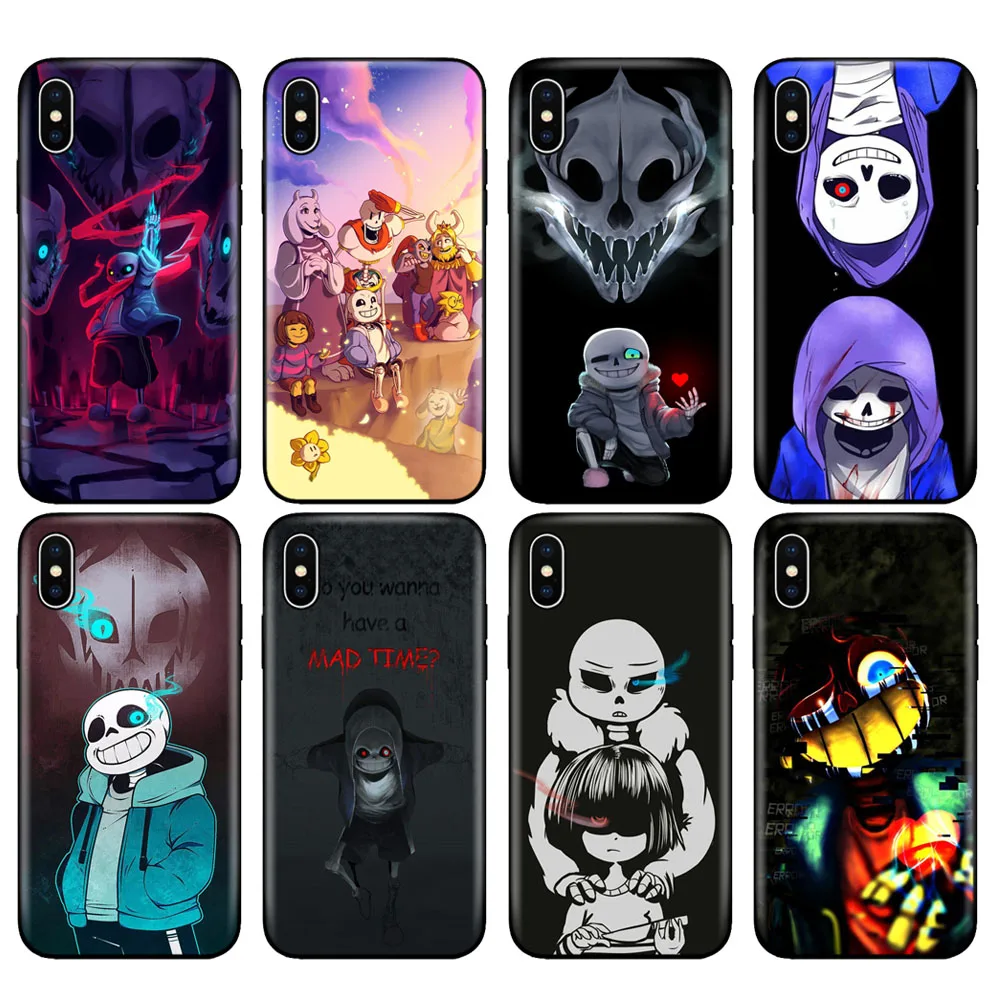 Черный чехол из ТПУ для iphone 5 5s se 6 6s 7 8 plus x 10 силиконовый XR XS 11 pro MAX Undertale Sans|Бамперы| |