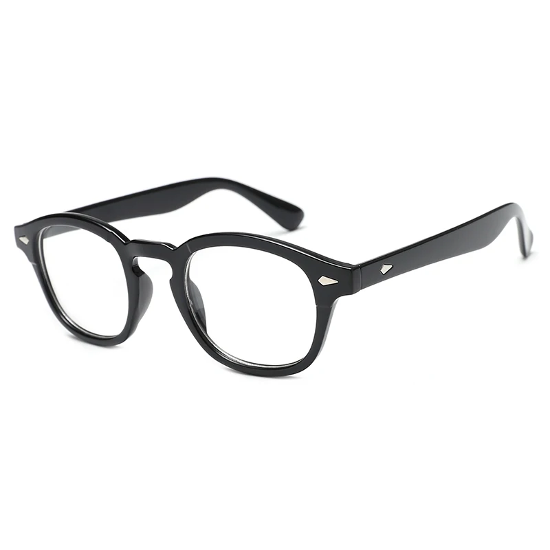Glossy Black Трендовые очки в стиле Джони Депп, мужские и женские винтажные оптические очки с оправой для близорукости, очки с прозрачными линзами по рецепту - Frame Color: Glossy Black