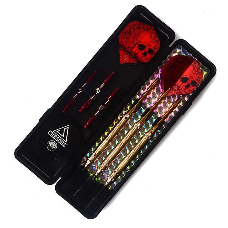 New CUESOUL 3PCS 23g 25g 27g Professional Steel Tip Darts Needle Golden Dart Body With Red Flights High Grade|body jewelry 18 gauge|body heightdart