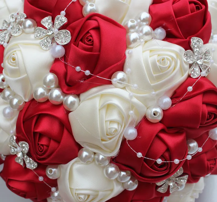 New Arrival Half Ball Handmade Satin Wedding Bouquet for European Wine Diamond Holding Flowers Custom Color Optioal | Свадьбы и