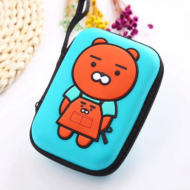 Green Bear Многофункциональный милый мультфильм аниме квадратный Мобильный телефон наушники зарядный кабель сумка для хранения карты памяти U диск на молнии чехол для хранения - Цвет: Green Bear