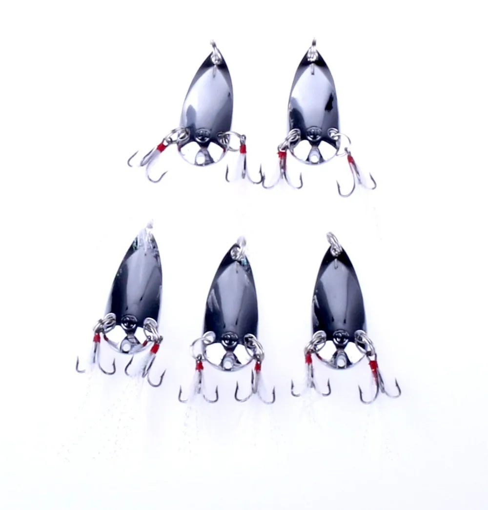 Hengjia Колеблющаяся блесна серебро Цвет Спиннинг ложка приманка 4.5cm10g с перьевая