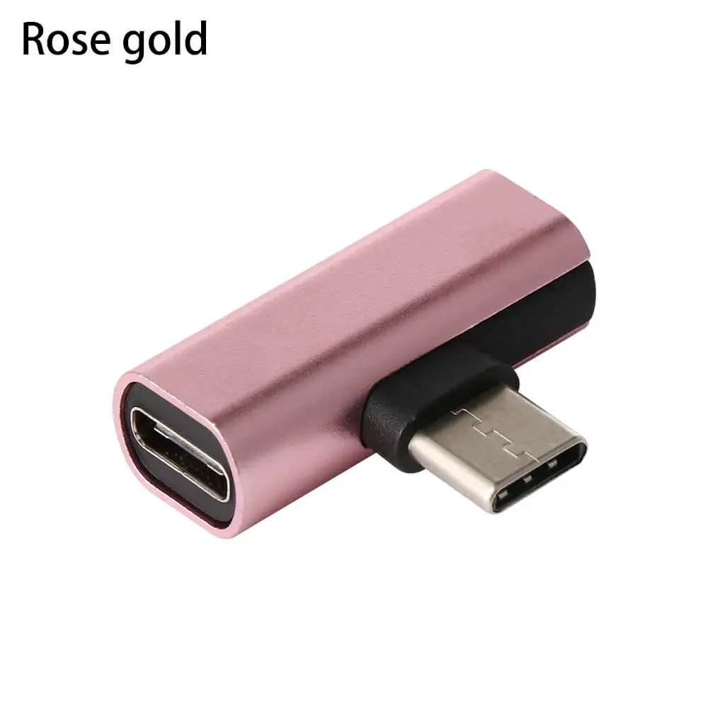 rose gold Мобильный телефон 2 в 1 сплиттер аудио зарядный адаптер тип-c двойной гнездовой разъем конвертер для samsung S10 S9 huawei Mate20 - Цвет: rose gold