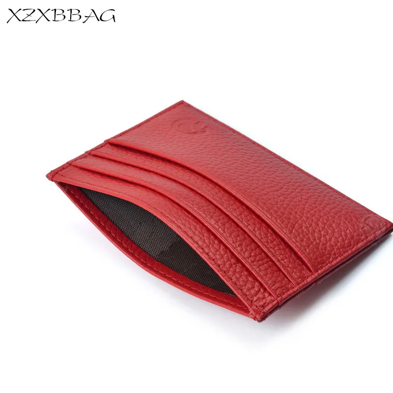 

XZXBBAG 100% Genuine Leather Credit Card ID Holders Women Simple Thin Vintage Card Case Covers Female Cash Card Pack Cardholder