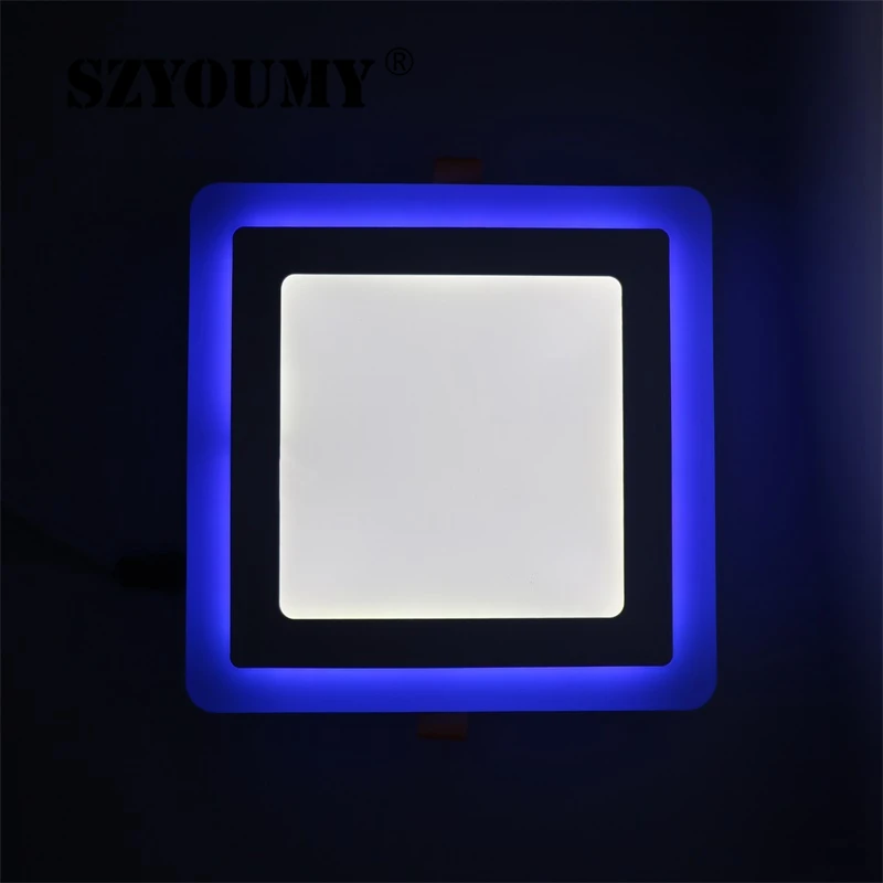 

SZYOUMY Ultra Slim 6W 9W 18W 24W Square Concealed Dual Color LED Panel Light Cool White Lamp Downlight AC100-265V 10PCS/LOT