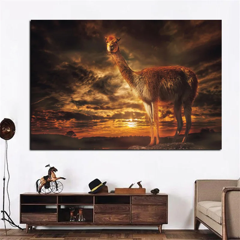 HD Печать ламы заката облака пейзаж живопись на холсте искусство изображение