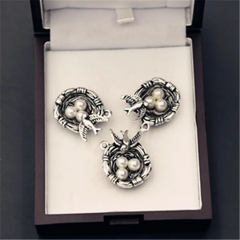 4 шт. посеребренные 3D Металлические Гнезда Ласточки Гламурные подвески из сплава