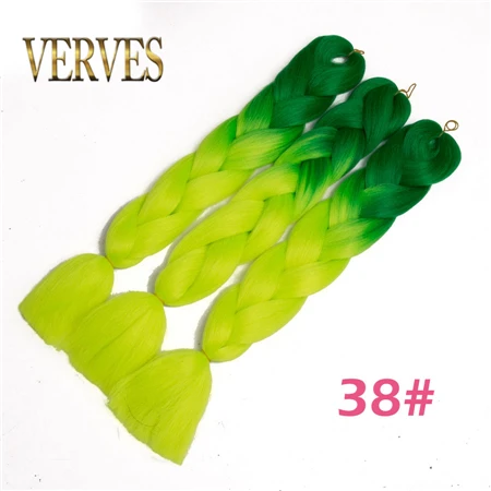 #26 VERVES 5 шт./лот синтетические двухцветные высокотемпературные волокна Омбре плетение волос 24 дюймов Крупногабаритные косички для наращивания волос - Цвет: #26