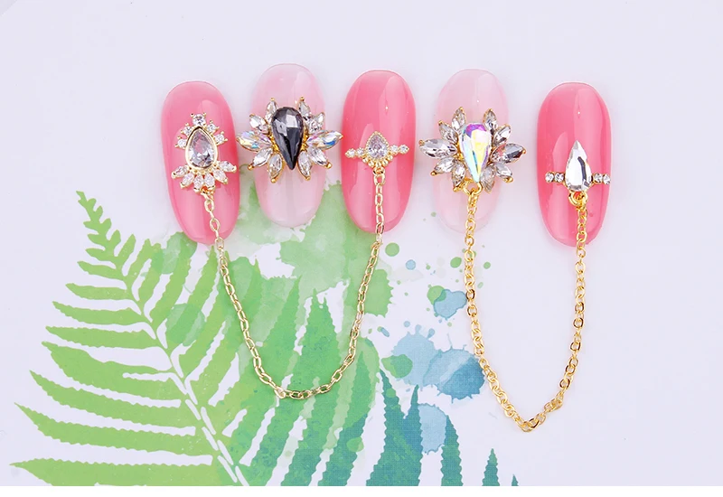 1 шт 3D металлическая Ювелирная цепочка для дизайна ногтей 10-17 мм японский стиль украшения для ногтей хрустальный Маникюр Циркон алмазные амулеты JE314-319