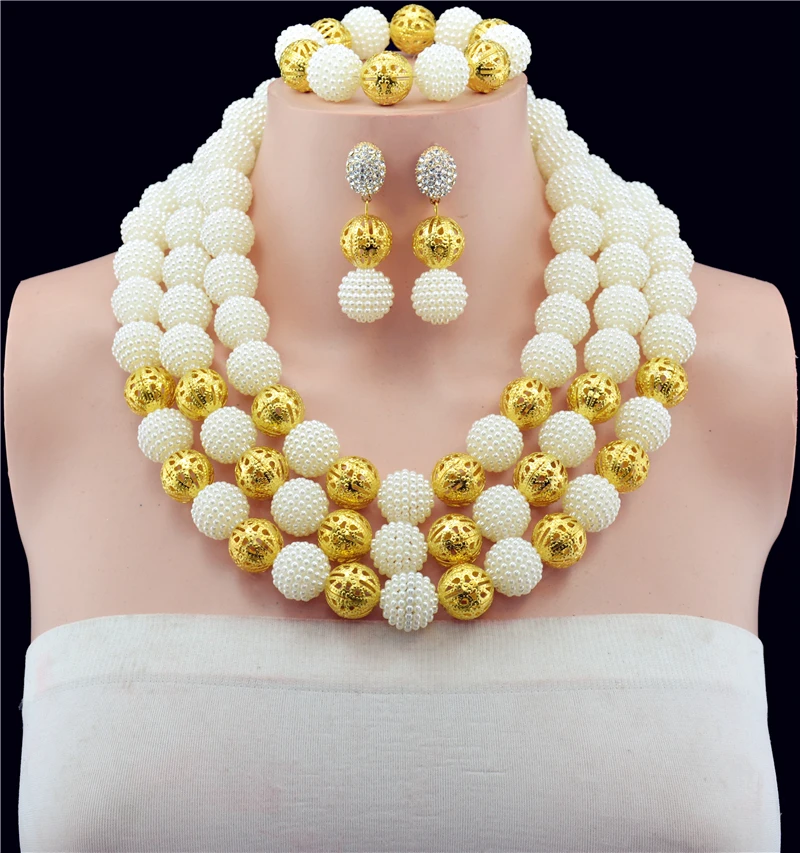 Удивительные африканские бусы ювелирный набор нигерийские Дубай золотые