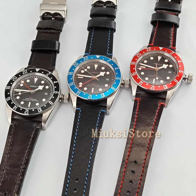 41 мм черный стальной ремешок nouvelle автоматический мужской режим faux chronographe Classique pour