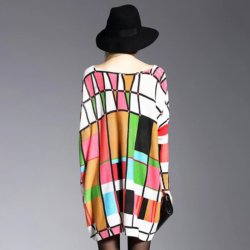 Женское шерстяное платье большого размера свободный топ с длинными рукавами и