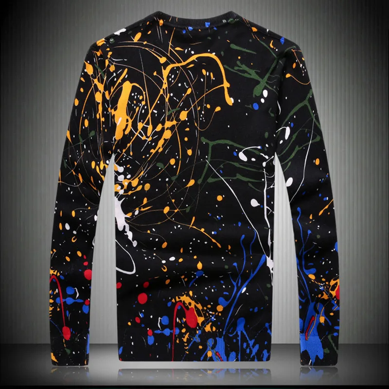 Korea Harajuku Printed Mens Sweaters Autumn New Arrival Brand Sweater For Men Knitted Cotton Christmas Jumper Homme Big Size 3XL |