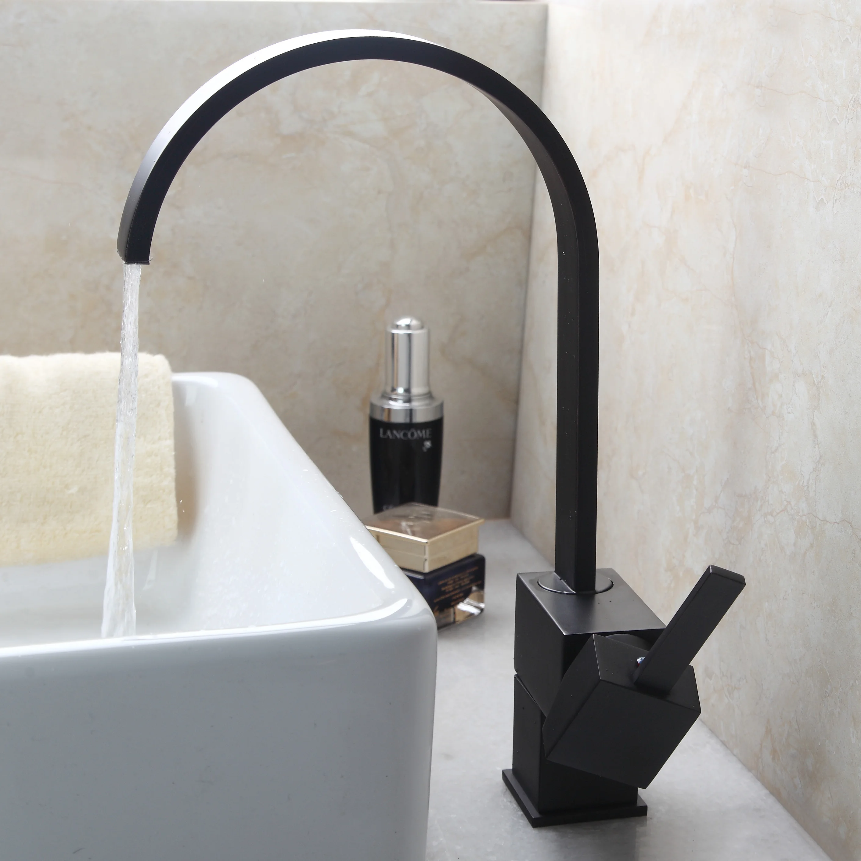 black faucet Смеситель для ванной комнаты, смеситель для кухонной раковины, Поворотный никель, матовый смеситель для раковины, латунный кран, смеситель для раковины, роскошный смеситель, хорошее качество, кран - Цвет: black faucet